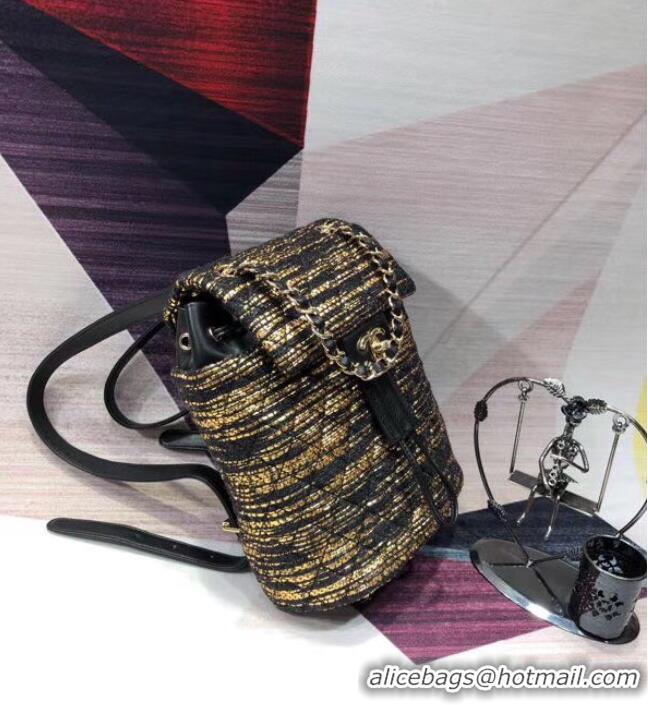 Discount CHANEL Tweed small Backpack & gold-Tone Metal 69964 black