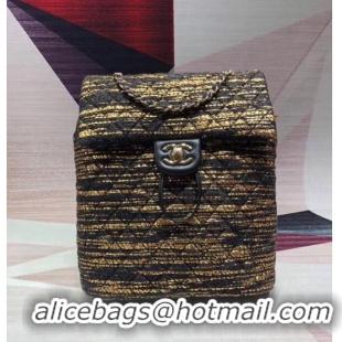 Best Price CHANEL Tweed small Backpack & gold-Tone Metal 69965 black