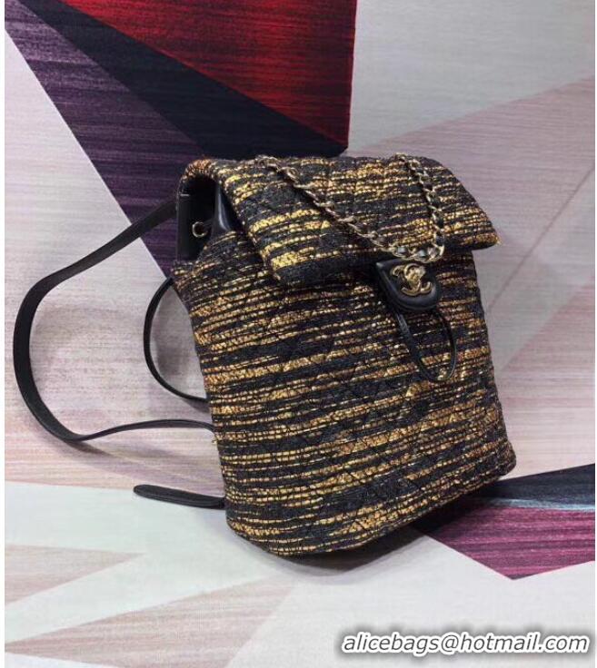 Best Price CHANEL Tweed small Backpack & gold-Tone Metal 69965 black