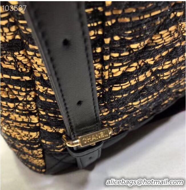 Best Price CHANEL Tweed small Backpack & gold-Tone Metal 69965 black