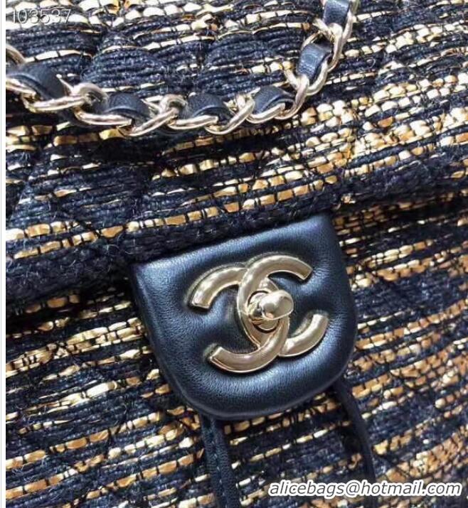 Best Price CHANEL Tweed small Backpack & gold-Tone Metal 69965 black