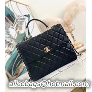 Shop Cheap Chanel coco flap bag with top handle A92237 black