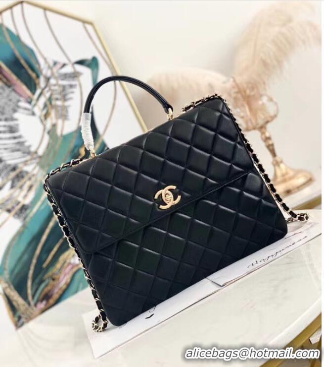 Shop Cheap Chanel coco flap bag with top handle A92237 black