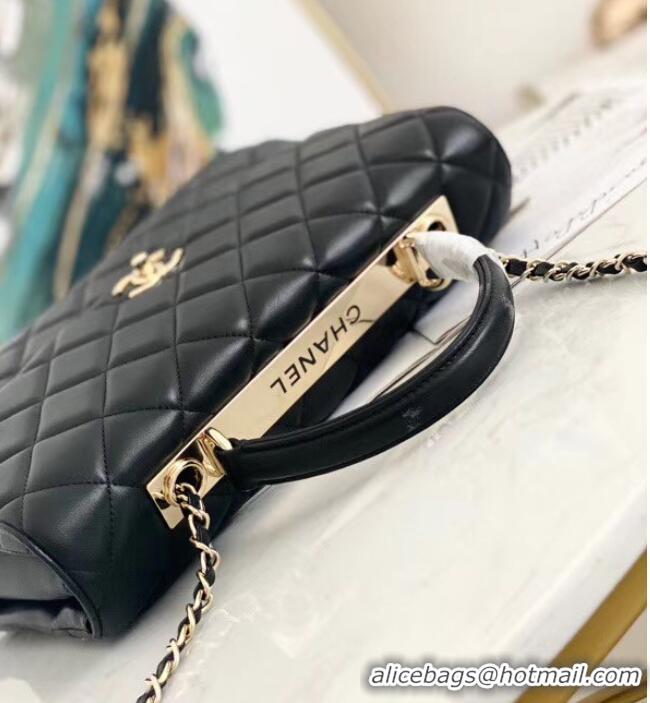 Shop Cheap Chanel coco flap bag with top handle A92237 black