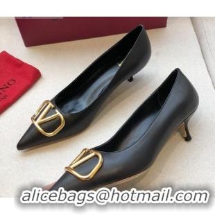 Cheap Price Valentino VLogo Calfskin Pumps 40mm Black/Gold 092429