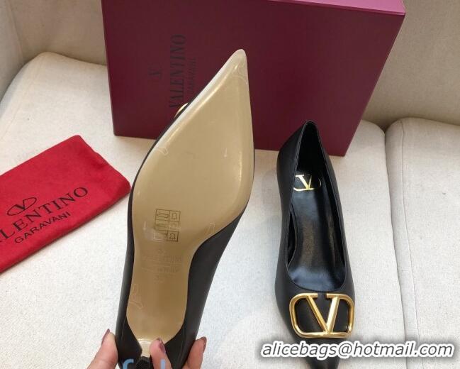 Cheap Price Valentino VLogo Calfskin Pumps 40mm Black/Gold 092429