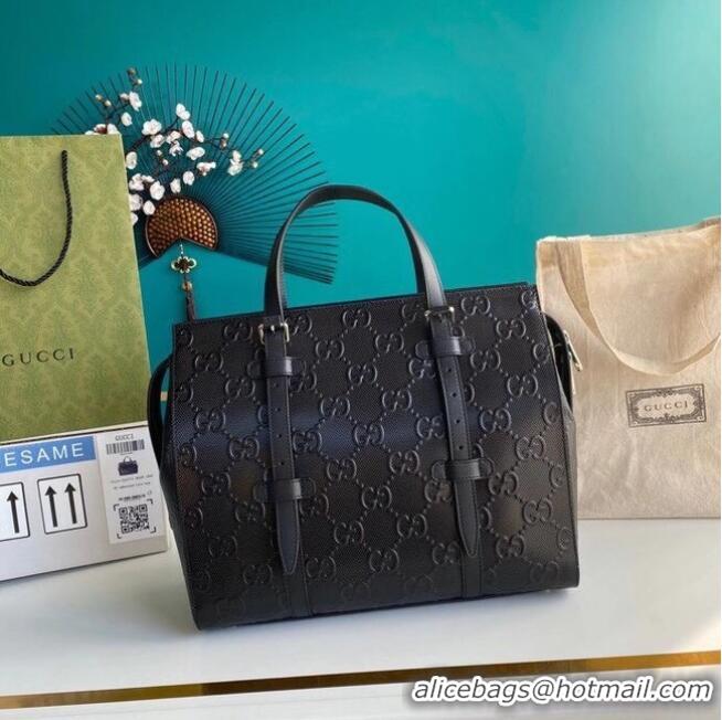 New Release Creation Gucci GG embossed tote bag 625774 Black