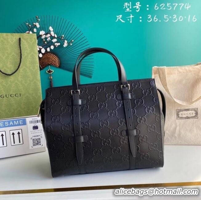 New Release Creation Gucci GG embossed tote bag 625774 Black