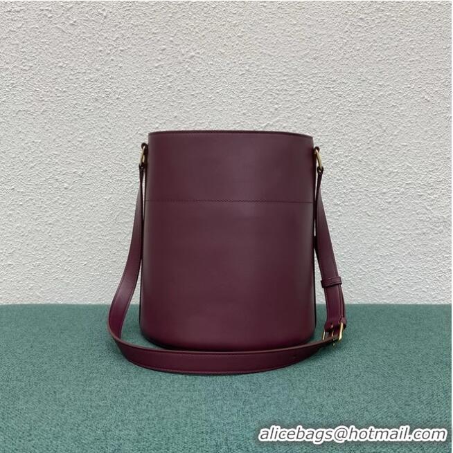 Most Popular Celine BUCKET BAG IN SHINY CALFSKIN 193043 Burgundy