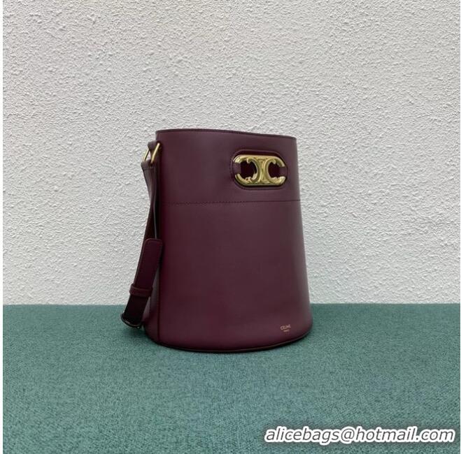 Most Popular Celine BUCKET BAG IN SHINY CALFSKIN 193043 Burgundy