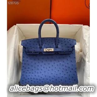 Super Quality Hermes Birkin Bag Original Leather Ostrich Skin HBK2530 Dark Blue