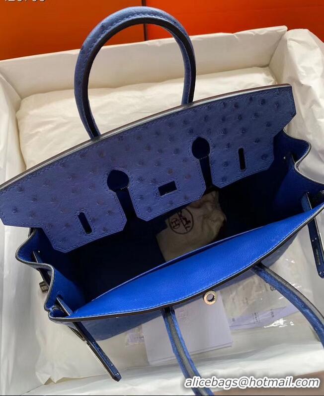 Super Quality Hermes Birkin Bag Original Leather Ostrich Skin HBK2530 Dark Blue