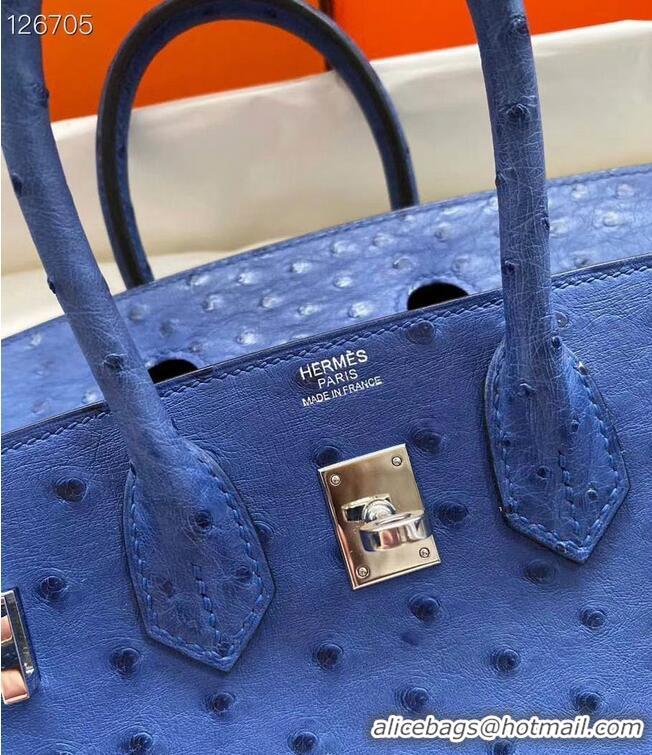 Super Quality Hermes Birkin Bag Original Leather Ostrich Skin HBK2530 Dark Blue