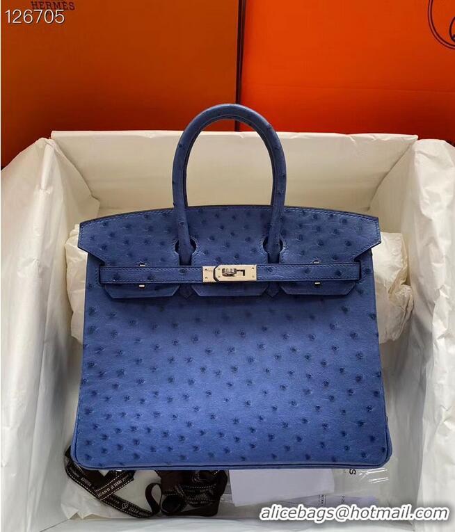 Super Quality Hermes Birkin Bag Original Leather Ostrich Skin HBK2530 Dark Blue