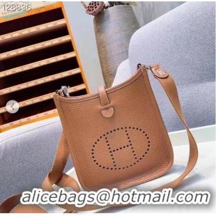 Pretty Style Hermes Evelyne original togo leather mini Shoulder Bag H15698 Brown