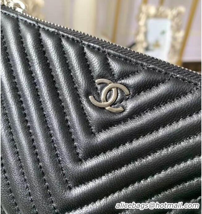 Luxury Discount Chanel zipped wallet Goatskin AP31504-3 Black