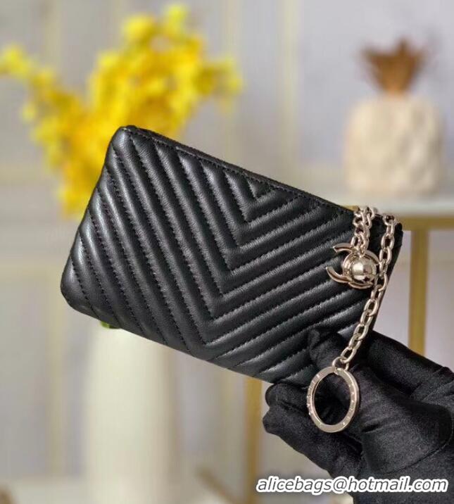 Luxury Discount Chanel zipped wallet Goatskin AP31504-3 Black