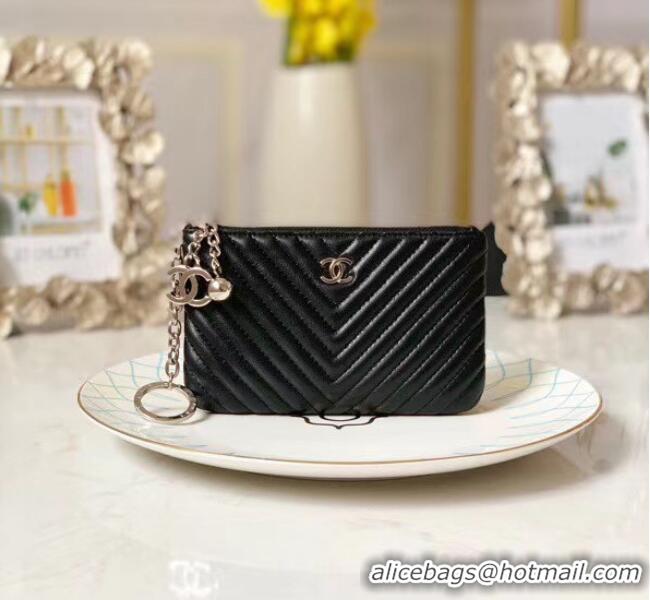 Luxury Discount Chanel zipped wallet Goatskin AP31504-3 Black