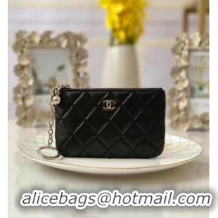 Good Quality Chanel zipped wallet Goatskin AP31504-5 Black