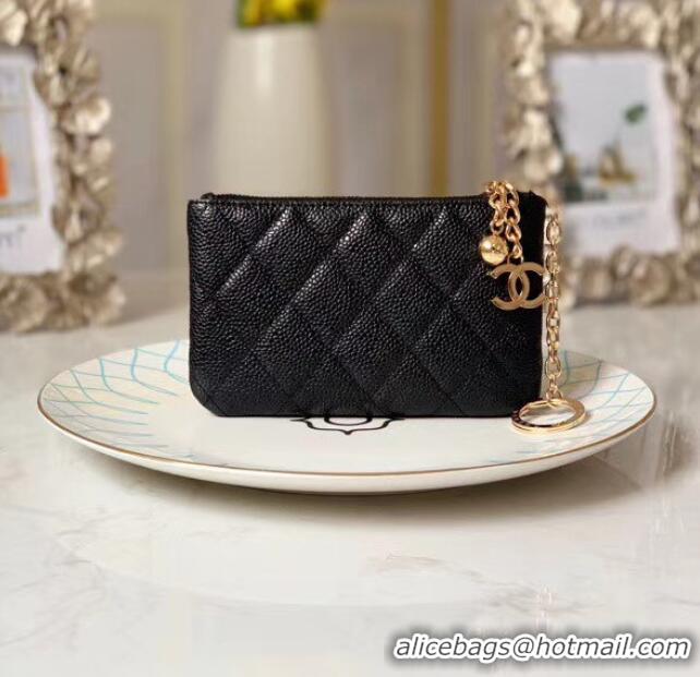 Good Quality Chanel zipped wallet Goatskin AP31504-5 Black