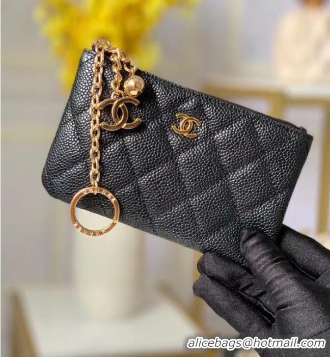 Good Quality Chanel zipped wallet Goatskin AP31504-5 Black