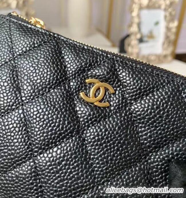 Good Quality Chanel zipped wallet Goatskin AP31504-5 Black