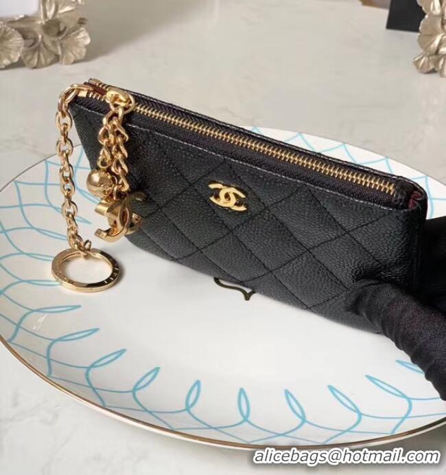 Good Quality Chanel zipped wallet Goatskin AP31504-5 Black