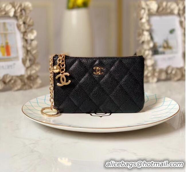 Good Quality Chanel zipped wallet Goatskin AP31504-5 Black