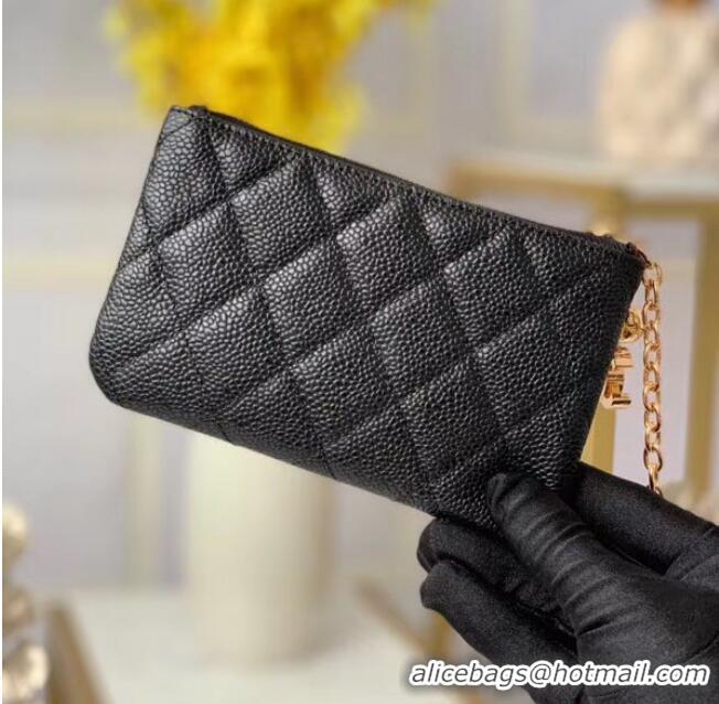 Best Price Chanel zipped wallet Goatskin AP31504-6 Black