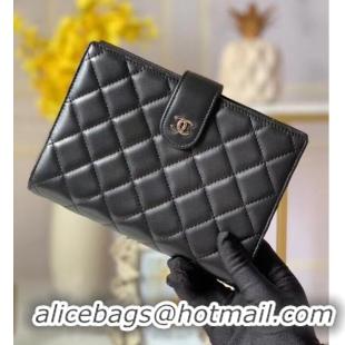 Trendy Design CHANEL sheepskin notebook & Wallet A013 black