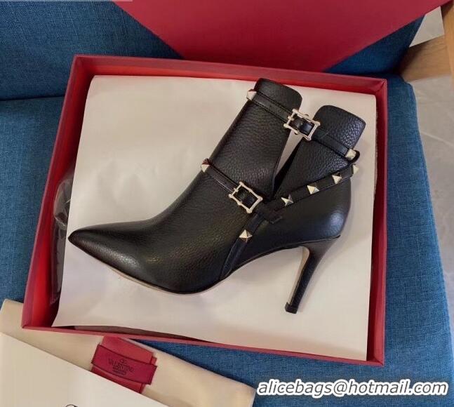 Popular Style Valentino Rockstud Strap Grained Calfskin Short Boots 80mm 102116