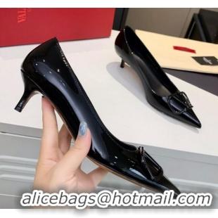 Best Design Valentino VLogo One-Tone Patent Leather Pumps 40mm 111014 Black