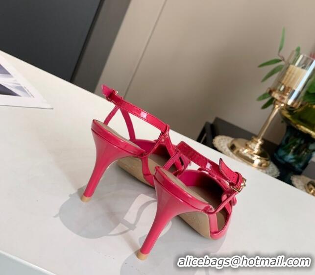 Low Cost Valentino VLogo One-Tone Patent Leather Slingback Sandals 80mm 111022 Pink