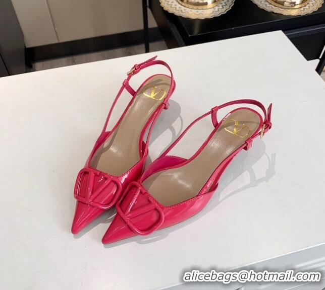 Good Product Valentino VLogo One-Tone Patent Leather Slingback Sandals 40mm 111028 Pink