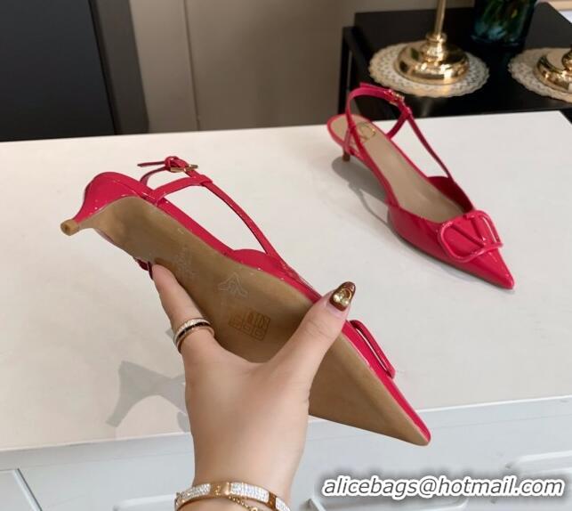 Good Product Valentino VLogo One-Tone Patent Leather Slingback Sandals 40mm 111028 Pink