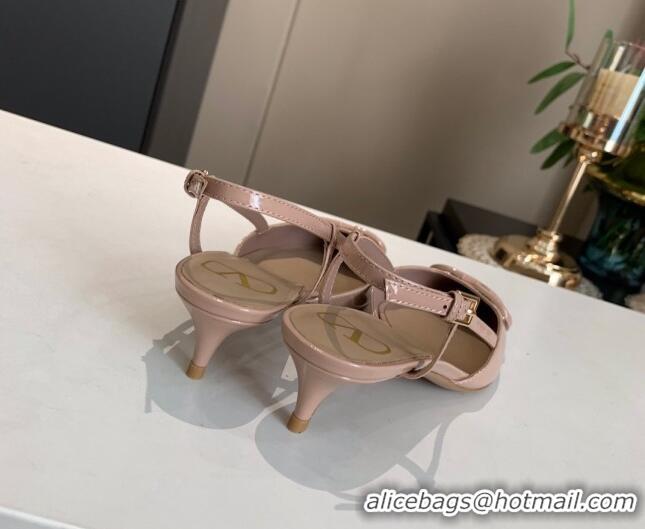 AAAAA Valentino VLogo One-Tone Patent Leather Slingback Sandals 40mm 111028 Nude