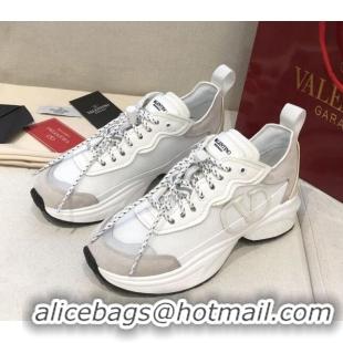 Unique Style Valentino VLogo Sneakers in Suede and Calfskin Patchwork 111646 White/Grey