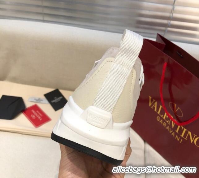 Unique Style Valentino VLogo Sneakers in Suede and Calfskin Patchwork 111646 White/Grey