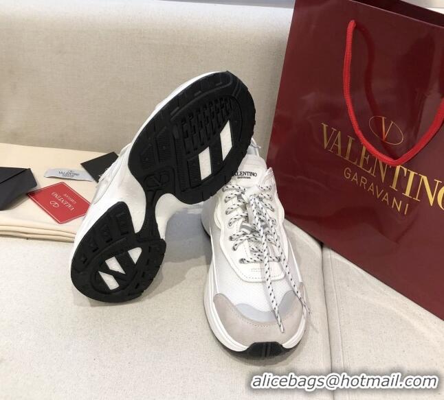 Unique Style Valentino VLogo Sneakers in Suede and Calfskin Patchwork 111646 White/Grey