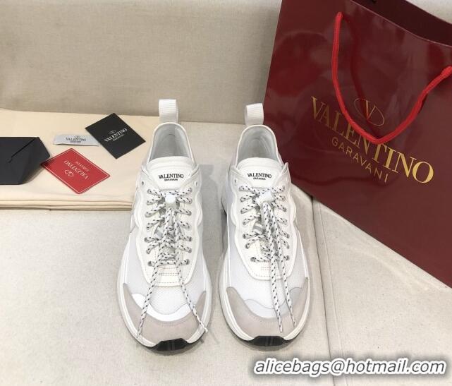 Unique Style Valentino VLogo Sneakers in Suede and Calfskin Patchwork 111646 White/Grey