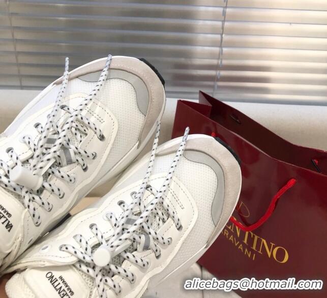 Unique Style Valentino VLogo Sneakers in Suede and Calfskin Patchwork 111646 White/Grey