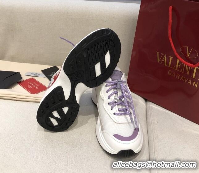 Grade Quality Valentino VLogo Sneakers in Suede and Calfskin Patchwork 111646 Purple