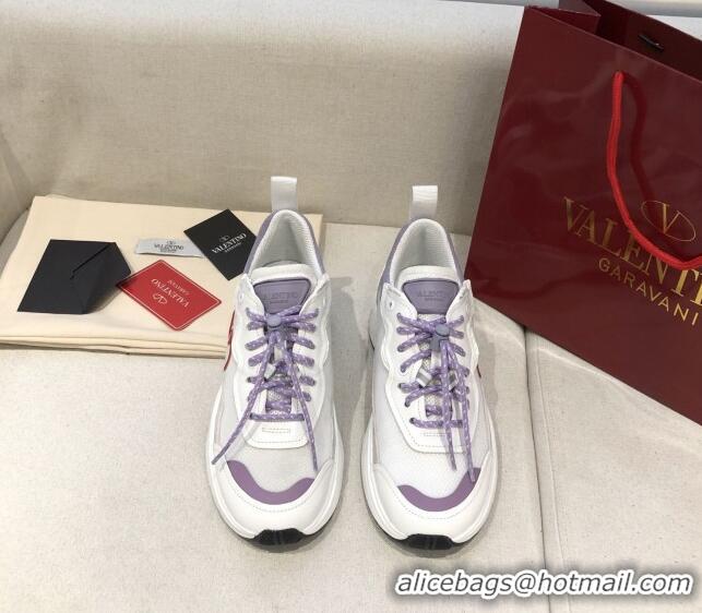 Grade Quality Valentino VLogo Sneakers in Suede and Calfskin Patchwork 111646 Purple