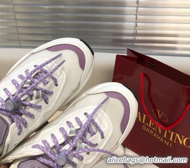 Grade Quality Valentino VLogo Sneakers in Suede and Calfskin Patchwork 111646 Purple