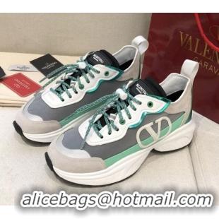 Best Price Valentino VLogo Sneakers in Suede and Calfskin Patchwork 111646 Green