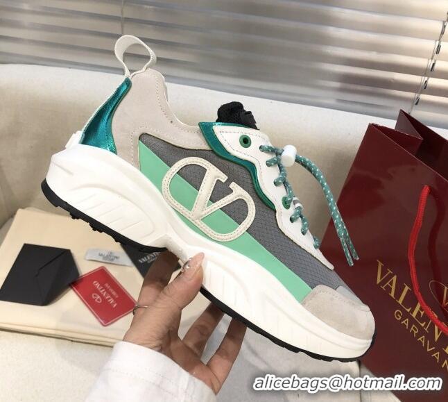 Best Price Valentino VLogo Sneakers in Suede and Calfskin Patchwork 111646 Green