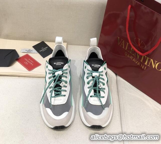 Best Price Valentino VLogo Sneakers in Suede and Calfskin Patchwork 111646 Green