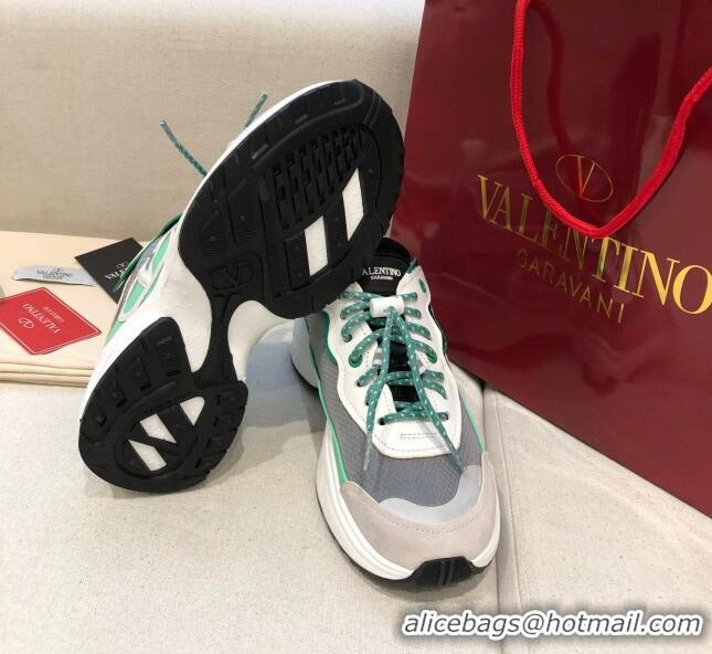 Best Price Valentino VLogo Sneakers in Suede and Calfskin Patchwork 111646 Green