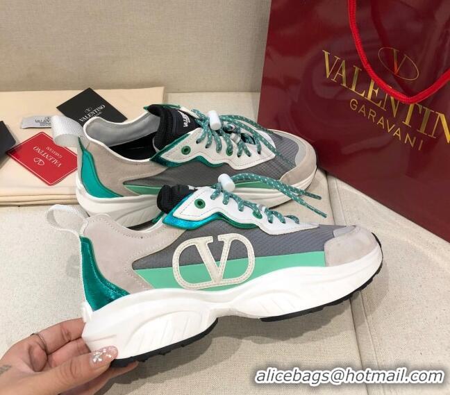 Best Price Valentino VLogo Sneakers in Suede and Calfskin Patchwork 111646 Green