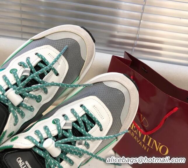 Best Price Valentino VLogo Sneakers in Suede and Calfskin Patchwork 111646 Green